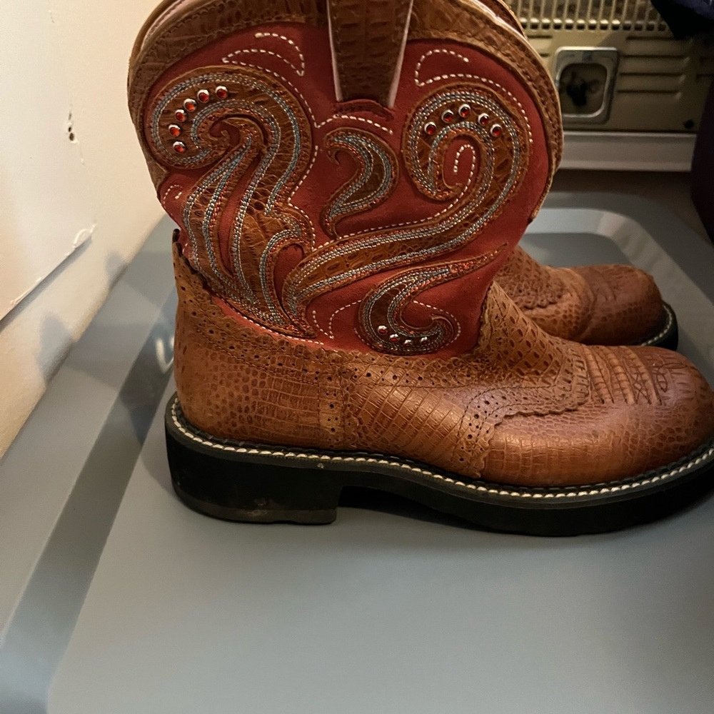 Brown and Red Western Cowboy Boots